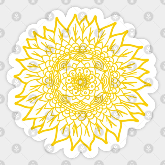 Yellow Sunflower Mandala Sticker by julieerindesigns